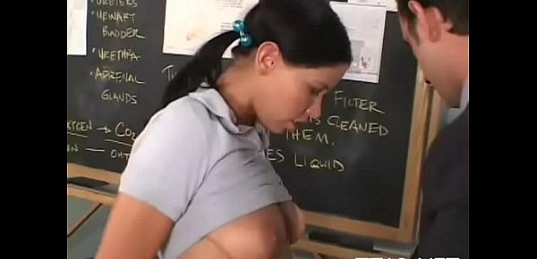 Delightful teacher gives a hot blowjob and fingers bawdy cleft